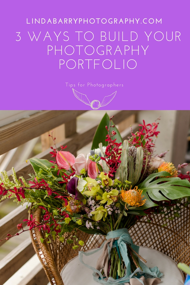 3 ways to build your portfolio if you're a new photographer! Click here to read more! Beautiful styled wedding bouquet.